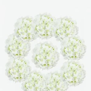 12 Pieces of Elegant White Hydrangea Silk Flower